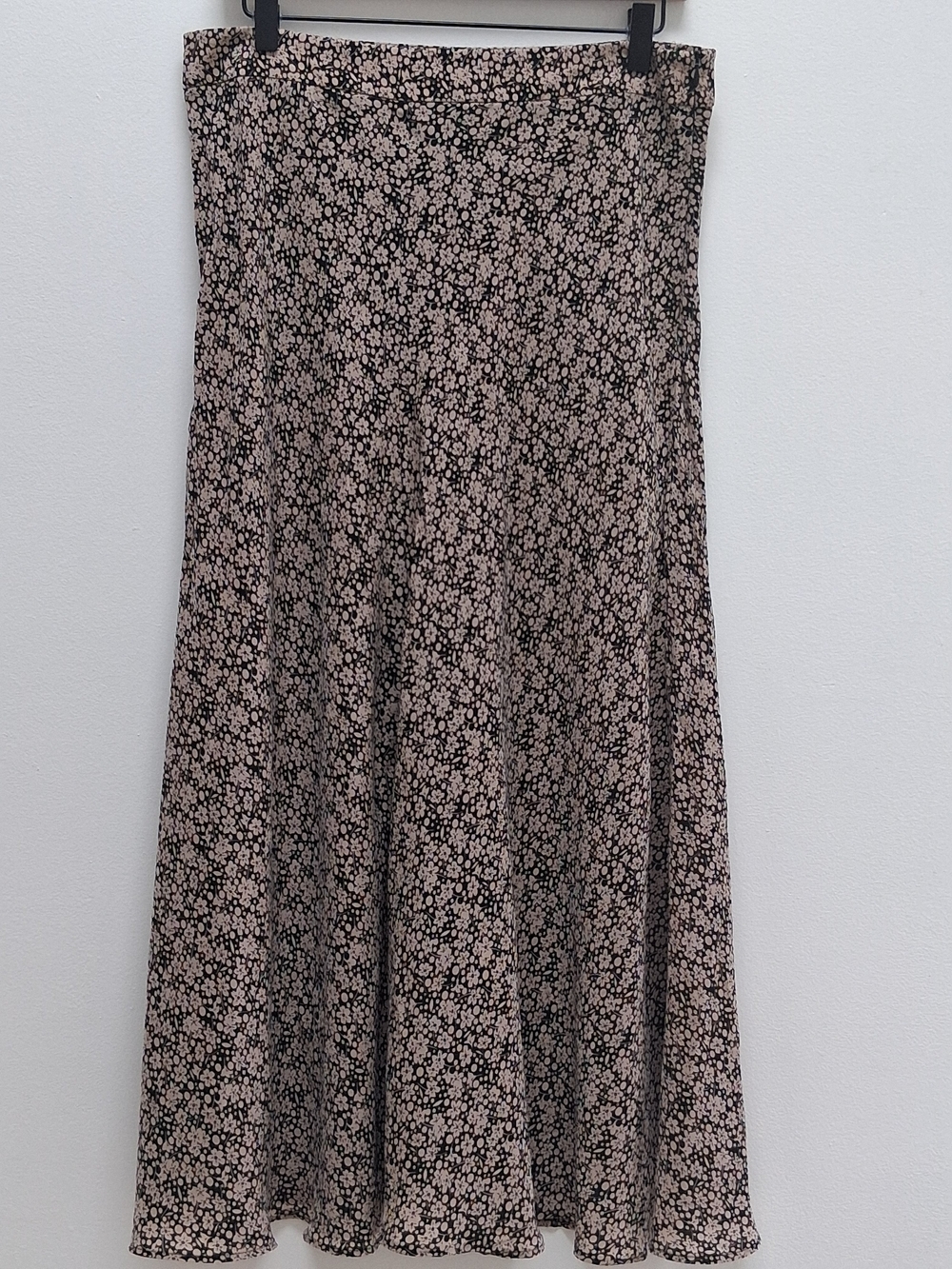 Zara Slip Skirt Maxi XL  Black Beige Floral Print - Picture 2 of 7